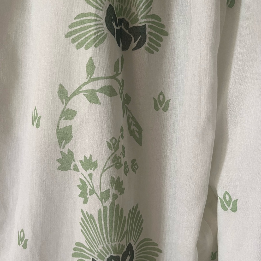 Haute Hippie White Green Floral Pants wide Leg high waist pants sz Large 12 14 - Picture 4 of 11